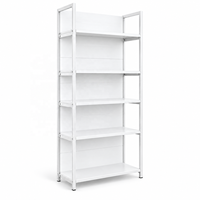 Étagères de gondole en bois blanc grainé, présentoir de supermarché, étagères robustes à un seul côté, pour magasin de détail, épicerie, structure métallique