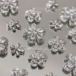 Adornos de Uñas 3D con Flores Plateadas Electrochapadas, Diamantes Grandes de Cinco Pétalos, Zirconia, Joyería, Accesorio para Uso Diario 2025 - Product Image 4