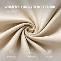 Manteau trench-coat en coton pour femme, coupe oversize, à manches longues, avec détails effet pierre, style professionnel pour réunions, fabrication OEM
