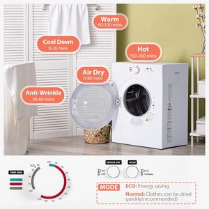 Sèche-linge compact Euhomy 1,8 pi³ portable avec revêtement en acier inoxydable blanc - Product Image 4
