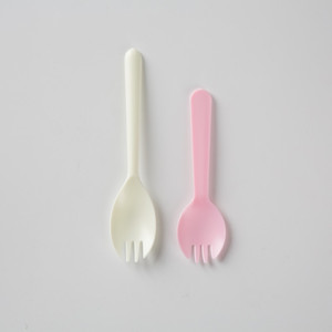 Disposable Plastic Spork White Solid Color Party Cutlery For Adults - Product Image 2