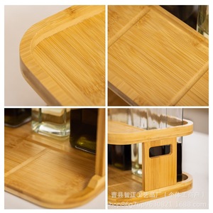Étagère de rangement en bois, support créatif transfrontalier à double couche pour condiments de bureau, étagère à épices en bois massif - Product Image 4