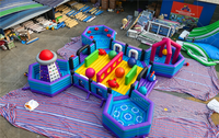 Parcours d'obstacles gonflable modulaire commercial personnalisé, parc d'attractions géant pour enfants et adultes, location pour événements en plein air