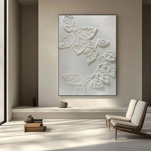 Art mural 3D, peinture abstraite Wabi Sabi blanche sur toile, art mural contemporain pour la décoration moderne de la maison et de la galerie - Product Image 1