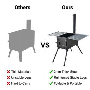 Poêle à bois portable <span class=keywords><strong>de</strong></span> haute qualité pour le camping, le barbecue, la pêche - Poêle <span class=keywords><strong>de</strong></span> tente pliable en acier inoxydable pour les rassemblements en plein air - Product Image 6