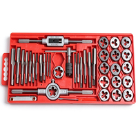 Kit d'outils métriques de qualité industrielle 40 pièces M3-M12 avec jeu de clés à taraud et à filières, outils manuels pour usage domestique, avec mallette de rangement