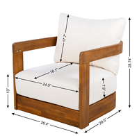 Fauteuil de club d'extérieur en bois de rose, design moderne, forme de cuve incurvée, coussins résistants à l'eau, confortable, portable, mobilier de jardin et de terrasse