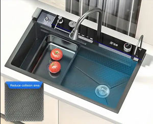 Évier de cuisine multifonctionnel en acier inoxydable 304 LED à affichage numérique avec deux bols rectangulaires et conception à un trou - Product Image 3