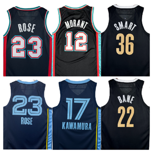 Camisetas de Baloncesto Americanas Cosidas de Alta Calidad 2026: 12 Morant, 36 Marcus Smart, 22 Desmond Bane, 23 Derrick Rose, 17 Yuki <span class=keywords><strong>Kawamura</strong></span> - Product Image 1
