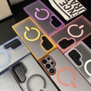 Nueva Funda Magnética para Teléfono para Samsung Galaxy S25 Plus S24 Ultra S23 FE, Marco Mate Colorido, Cubierta Rígida Transparente Antideslizante - Product Image 3