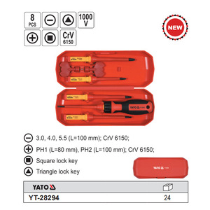 Yato Insulated <b>Screwdriver</b> <b>Set</b> YT-28294 Flat Head Chromium Vanadium Steel Industrial Grade Anti Slip Handle - Product Image 2