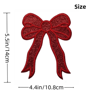 Toptan özel 4.4 inç kırmızı yay Glitter yamalar 3 renkler DIY demir-on işlemeli kalp şekilli kumaş için Hoodie - Product Image 5