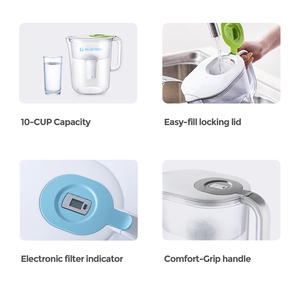 BPA miễn phí kiềm lọc nước lọc bình Jug Loại bỏ Clo kim loại nặng vi khuẩn nhựa than hoạt tính hướng dẫn sử dụng 100 GPD - Product Image 5