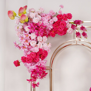 Arco de Lujo para Decoración de Bodas y Eventos, Flores Artificiales de Seda, Centro de Mesa, Arreglo Floral 3D con Rosas Rosadas, Fondo Artístico - Product Image 6