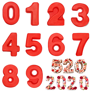 Moule à gâteau <span class=keywords><strong>d</strong></span>'<span class=keywords><strong>anniversaire</strong></span> 3D numérique rouge en trois dimensions, gâteau en silicone, embryon maison, moule numérique, outils de cuisson en silicone - Product Image 2