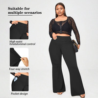 Pantalones de Yoga Personalizados de Cintura Alta, Tallas 1XL-5XL, Largos, con Bolsillos, Micro Acampanados, de Seda Láctea, Elasticidad Media, para Tallas Grandes (hasta 100 kg), Ropa Casual