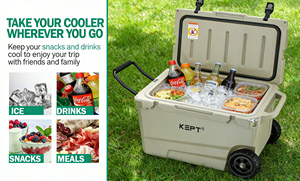 BORIGHT BR-W55 Glacière à roulettes rotomoulée 55QT, glacière à roulettes robuste avec roues robustes pour le camping en plein air, la pêche - Product Image 3