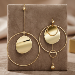Soumya Creations Handmade Gold-Plated Brass Women's Bohemian Geometric Fashion Party Drop Earrings - Product Image 3
