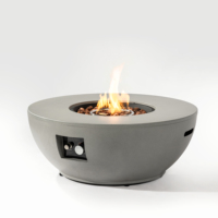 Table de foyer au propane de 36 pouces, ensemble de 2 pièces, 50000 BTU, support de réservoir en acier rond, foyer extérieur moderne et écologique - Gris