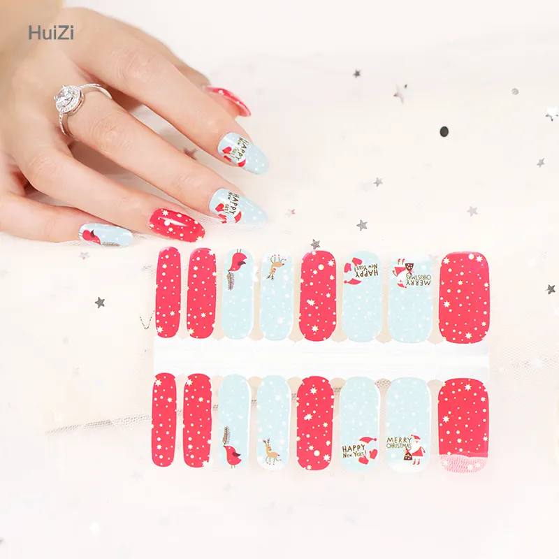 Nail Manicure Stickers Huizi Factory Supplier DIY Christmas Non-toxic Nails Manicure Decoration Art Nail Poish Sticker