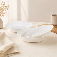 Vaisselle en Porcelaine Fine – Plat Profond en Céramique – Compatible Micro-ondes – Motif Uni – Technique On-Glazed – Design Minimaliste Moderne – Blanc Pur