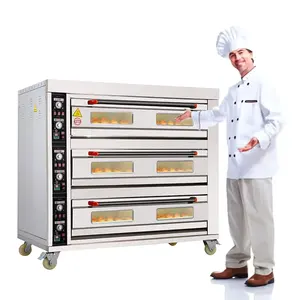 Oven konveksi gas piza, penjualan terbaik harga kompetitif pemasok emas kontrol oven gas konveksi kompor gas 5 lampu dengan oven