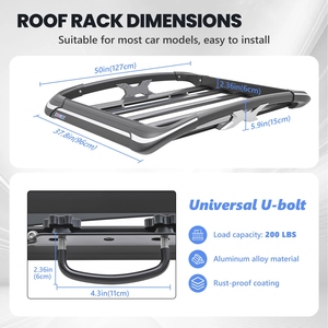 Silver Universal Deck SUV Car Roof <b>Rack</b> Aluminum Alloy Top Carrier Luggage Basket Bars for Cargo Storage - Product Image 3