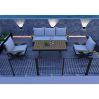 Hochwertiges Modernes Aluminium-Gartenmöbel-Set 4-teilig Sektionales Metall-Terrassensofa mit Breitem Armlehnen für Hotel- und Villenanwendungen