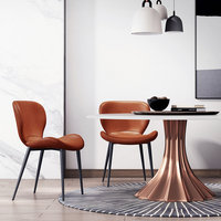Chaise de salle à manger de luxe, mobilier de maison, design moderne et simple, revêtement en cuir haut de gamme, structure en métal, style luxe léger HD-562