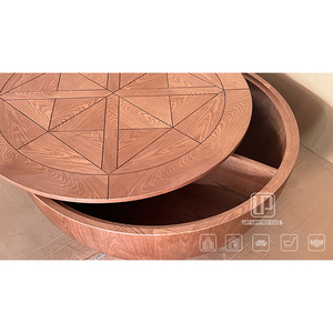Lowest Price Nordic Brown Wooden Coffee Table <b>Large</b> Round Shape Coffee Table for Living Room With Storage Brown Wooden Coffee Ta - Product Image 2