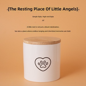 Urna de Cremação para Animais de Estimação em Cerâmica Branca Feita à Mão - Tamanhos Pequeno/Médio/Grande Formato Reto Recipiente Selado para Memoriais de Gatos e Cães - Product Image 2