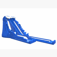Parcours de jeux gonflable commercial Blue Wave avec toboggan aquatique long, château gonflable et structure d'escalade, pour fêtes promotionnelles et location