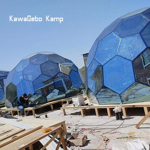 Kawagebo Kamp 12M Fiesta de cristal de doble panel Feria comercial Glamping de lujo Hotel iglú Invernadero Cúpula geodésica brillante Casa de tienda - Product Image 6