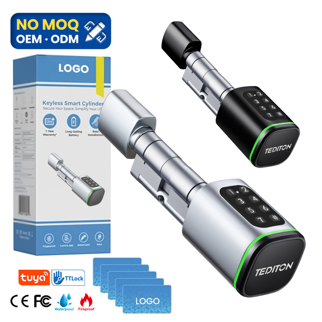 TTlock Wifi Blue or Tuya System European Universal Smart Door Handle Digital Intelligent Lock Smart Cylinder Lock Fingerprint