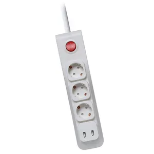 European standard ac power extension cord 2 pin plug switch extension socket with usb