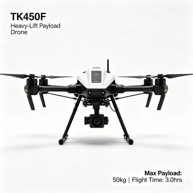 TK450F Industrial Grade Delivery UAV 50KG Payload 30m/s High Speed 20km HD Digital Transmission System 5.5-7.9m/s Wind