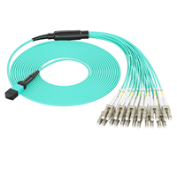 Cable de Conexión de Fibra Óptica Multimodo 24F OM3 MPO a LC 40G/100G LSZH Aqua para Cableado de Centros de Datos de Alta Densidad