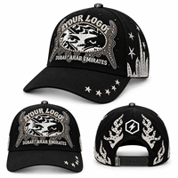 Topi Baseball Snapback Unisex dengan Pinggiran Melengkung, Lapisan Satin Custom, Bordir Manik-Manik Warna Hitam Solid, Emblem Bintang, dan Penutup Kancing yang Dapat Disesuaikan