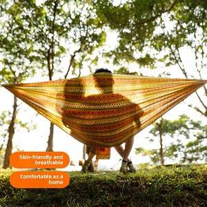 Hamaca de Tela de Paracaídas de Apertura Rápida para Interiores/Exteriores, Individual o Doble, Estampada, Estilo Camping, para Viajeros, Tapete de Picnic - Product Image 4
