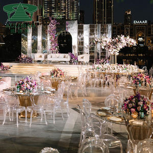 Base en acier inoxydable pour mariage, table de banquet en or pour événement, table en verre pour mariage - Product Image 5