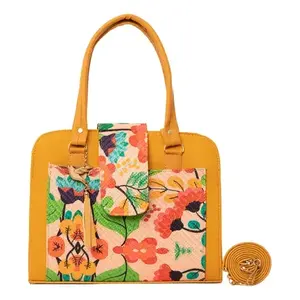 Bolsa de Compras de Yute Color Mostaza para Mujer, Marca Fana, Tamaño Mediano, con Impresión de Letras, para Uso Diario, Asa Larga, Vegana - Product Image 3