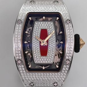 Montre-bracelet automatique Artisan Moissanite Diamond Timepiece Tonneau Ultra Fine Squelette pour Hommes et Femmes, Montre Phare de la Série Front Row - Product Image 2
