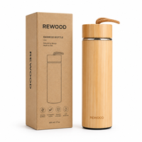 Rewood Custom Bamboo Stainless Steel Air Pressure Insulated Mug Cangkir Termos Pribadi Berkapasitas 450/500ml untuk Kantor