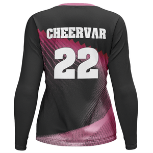 モイスチャーウィッキング女子バレーボール着用長袖バレーボールトップクルーネックデザイン - Product Image 4