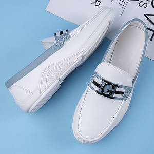 Mocasines Blancos de Piel Suave para Hombre, Zapatos Casuales de Tacón Bajo para Primavera Verano - Product Image 4