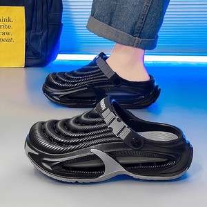 Sandal Pria Musim Panas untuk Luar Ruangan Anti-Selip Tertutup di Bagian Jari Kaki Model Pantai Clogs Fashion Desain Platform Sederhana Sandal Bersol Tebal Bahan Atas PU <span class=keywords><strong>EVA</strong></span> - Product Image 4