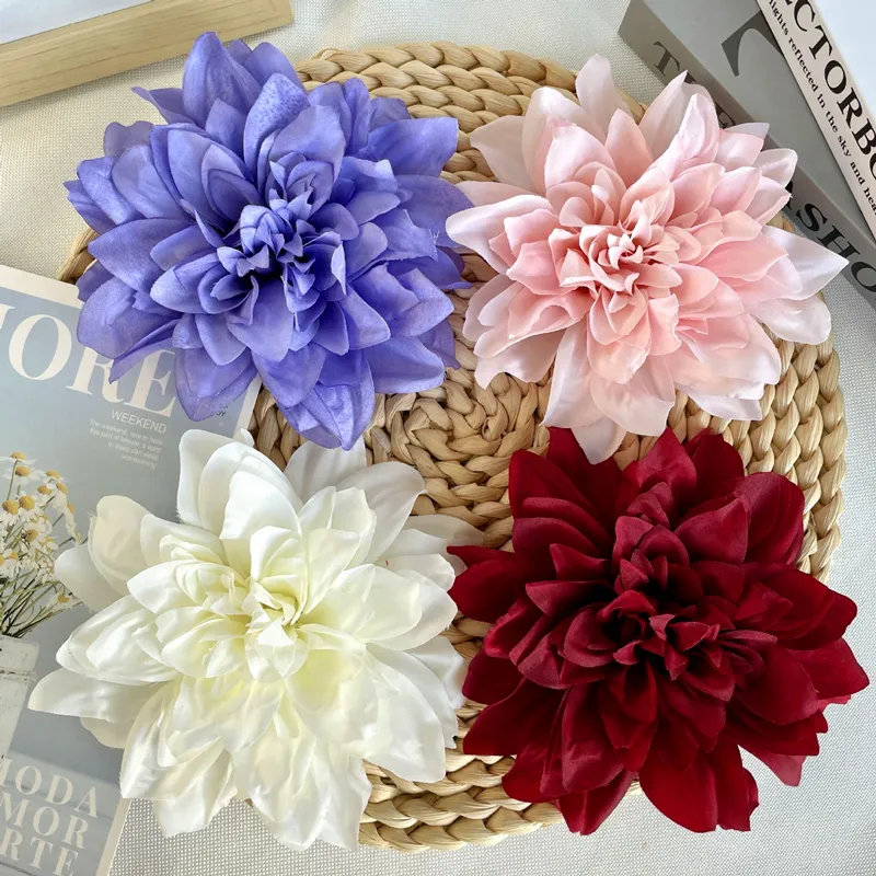 Cabeças de flores artificiais de 14 cm para decoração de fantasia, flores de seda DIY, cabeças para cenário