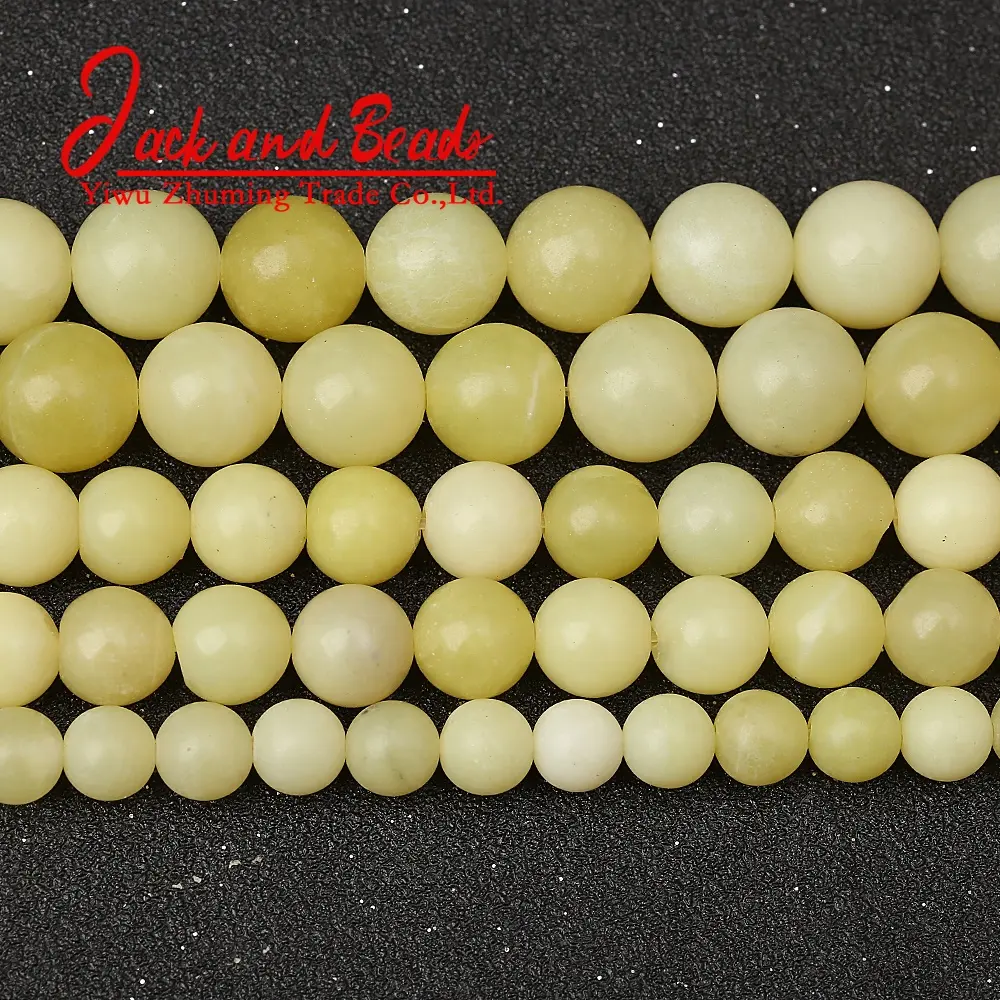 Natural Stone Yellow Lemon Jades Beads For Jewelry Making DIY Bracelet Accessories