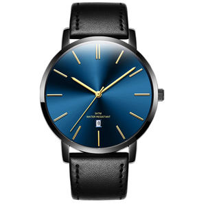 Montres pour hommes Étanches de qualité Montres pour hommes <span class=keywords><strong>Boss</strong></span> personnalisées Bracelet en <span class=keywords><strong>cuir</strong></span> simple doré Sexy Unique Luxe <span class=keywords><strong>Montre</strong></span> à quartz en acier - Product Image 3