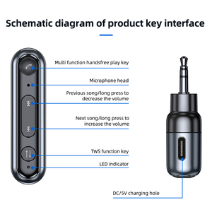 Récepteur de musique <span class=keywords><strong>Bluetooth</strong></span> C57, adaptateur audio <span class=keywords><strong>Bluetooth</strong></span> avec connexion TWS, <span class=keywords><strong>connecteur</strong></span> <span class=keywords><strong>Bluetooth</strong></span> sans fil avec prise <span class=keywords><strong>jack</strong></span> 3,5 mm - Product Image 5